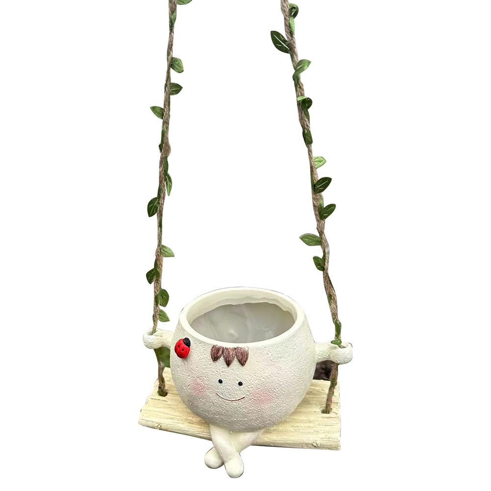 

Квітковий горщик із усміхненим обличчям, підвісна гамак-плантатор зі смоли, креативне підвісне крісло-гойдалка-плантатор для кімнатних та вуличних рослин