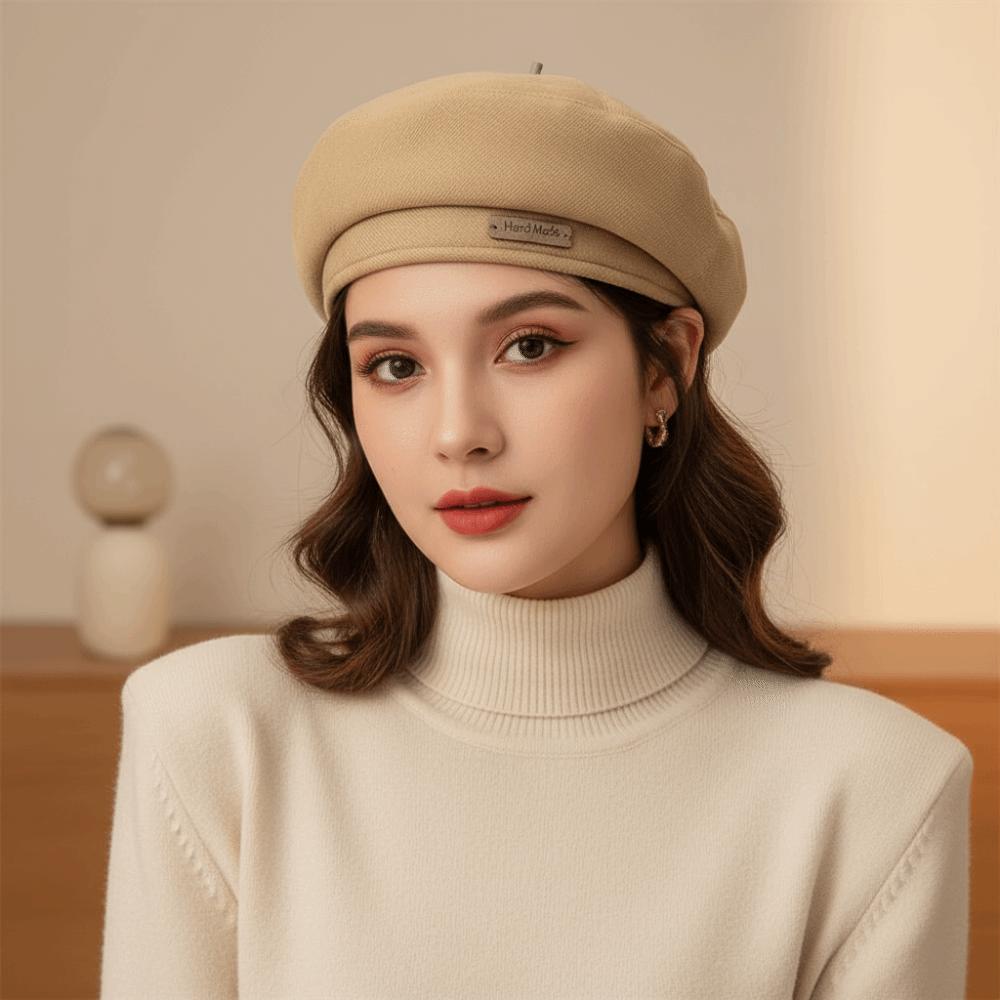 Solid Color Woolen Beret Warm Winter Beanie Sunshade Bonnet Painter Cap Fashion Girls