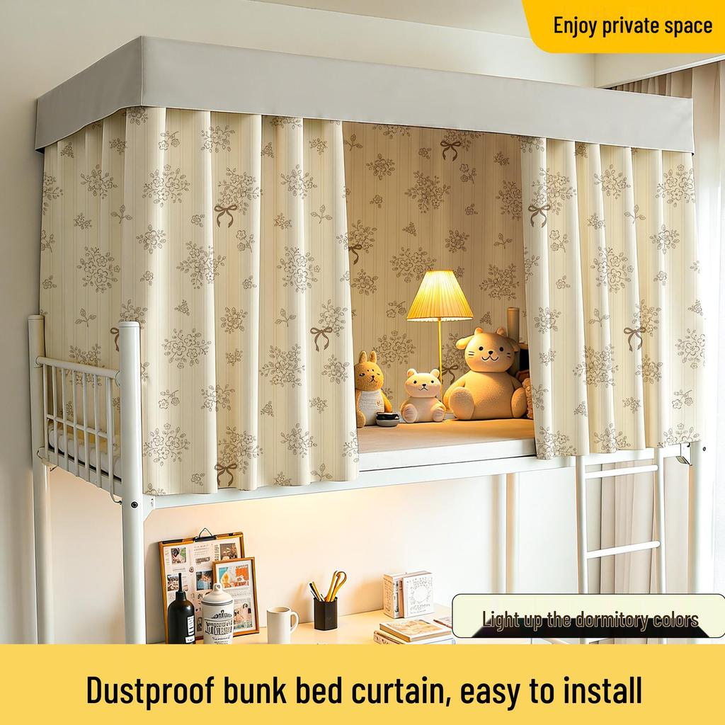 Bright Sun Blackout Dorm Bed Curtains for Students (Upper/Lower Bunk)