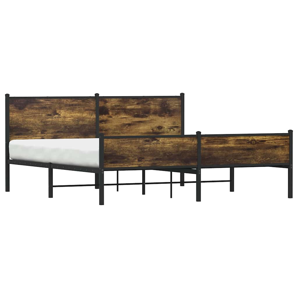 Vidaxl Metalowa Rama Łóżka, Bez Materaca, Przydymiony Dąb, 180X200 Cm