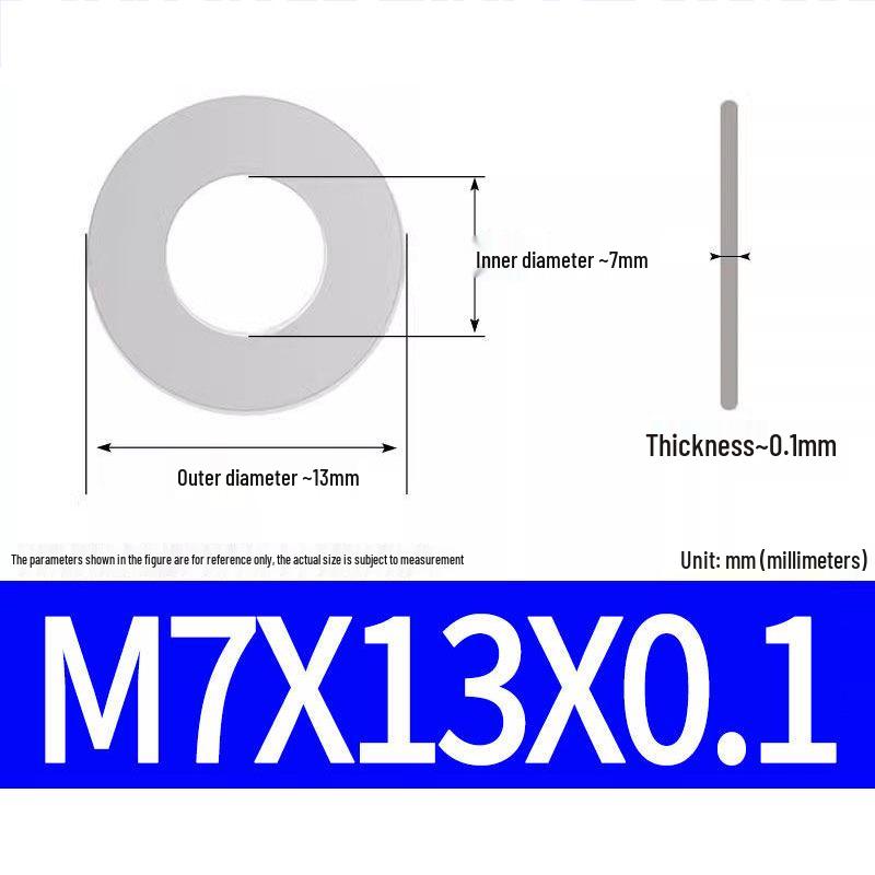 304 Stainless Steel Ultra-Thin Flat Washer, Thickness: 0.1/0.2/0.3/0.4/0.5 Mm, Sizes M1-M8