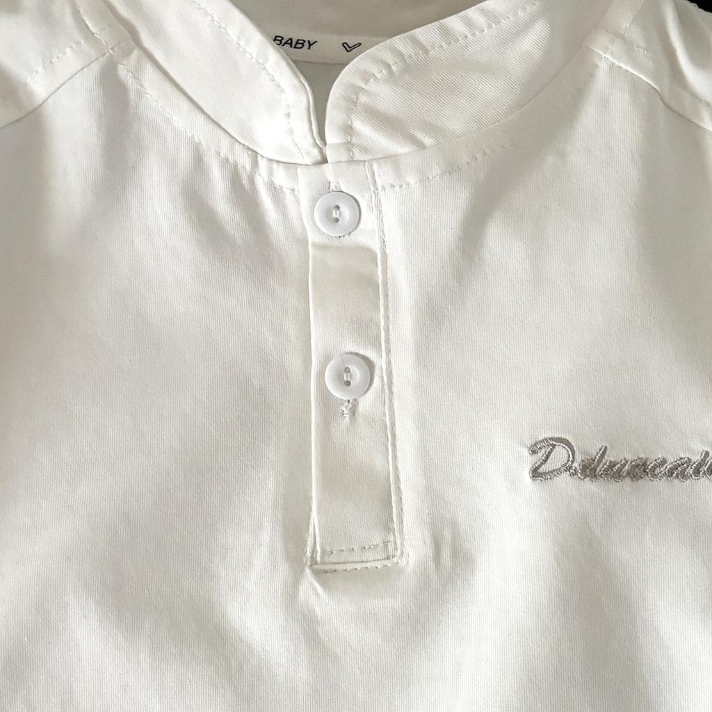 Cool Summer Cotton Stand-Up Collar Casual Embroidered T-Shirt for Boys and Girls (Oversized)