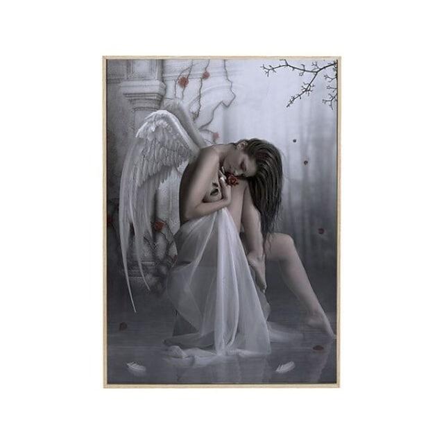 

Постеры с белыми крыльями «Потерянный ангел» для девочек, настенные художественные принты на холсте, современные фигурки, портретные картины для гостиной, домашний декор, фотографии 30x40cm no frame