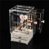 Multifu Transparente Schmuckschatulle Staubdichter Ausstellungsständer Dreidimensional Großes Fassungsvermögen Halskette Ohrring Make-up Aufbewahrungsboxen