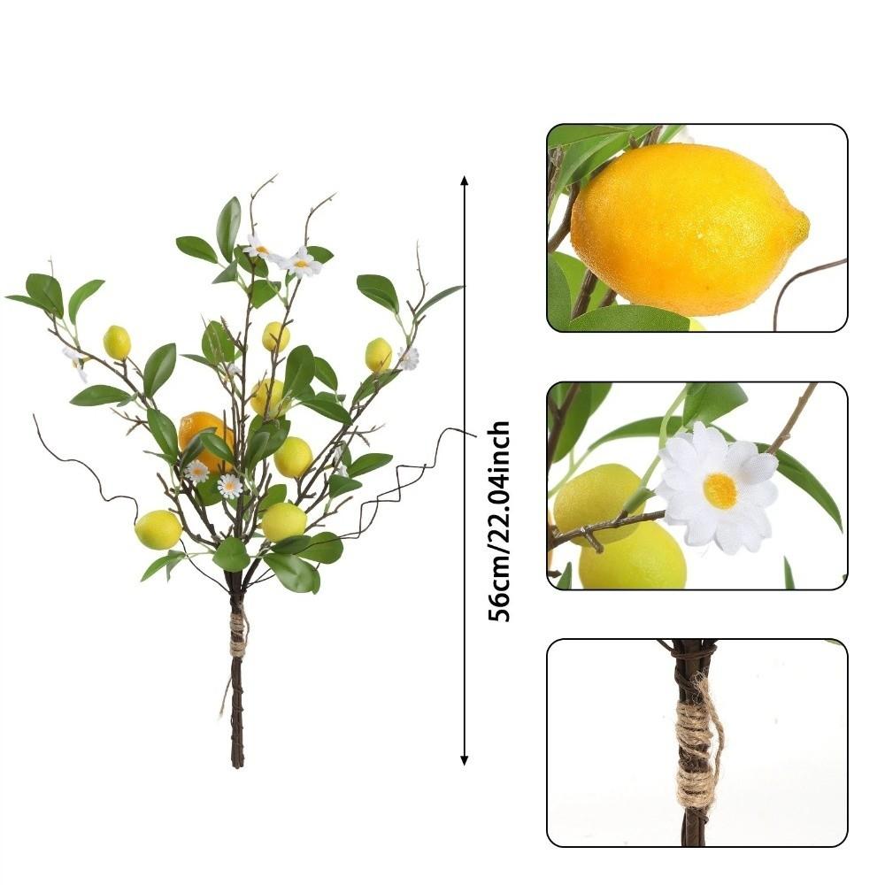 Green Leaves Lemon Fruit Branch with Flower Simulated Fruit Tree Living Room Porch