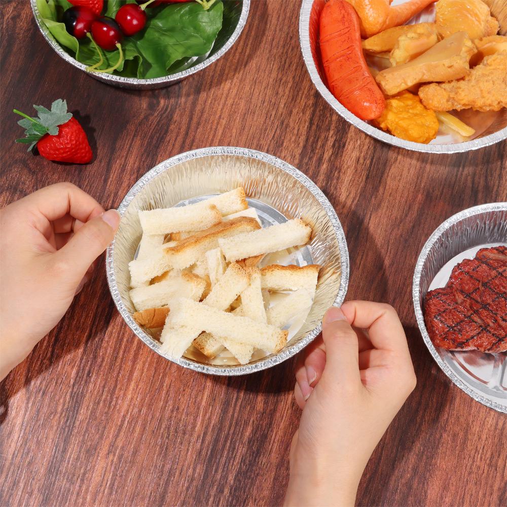 Baking Microwave Aluminum Foil Tin Box Air Fryer Liner Containers Round Aluminium Foil Trays