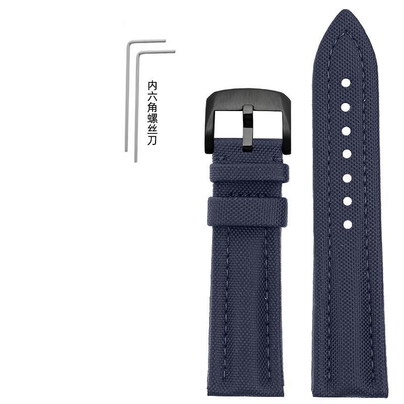 For BLANCPAIN Co branded Fifty Fathoms Five Oceans Nylon silicone bottom Watch Strap Black Men's Canvas Bracelet 22MM Watchband