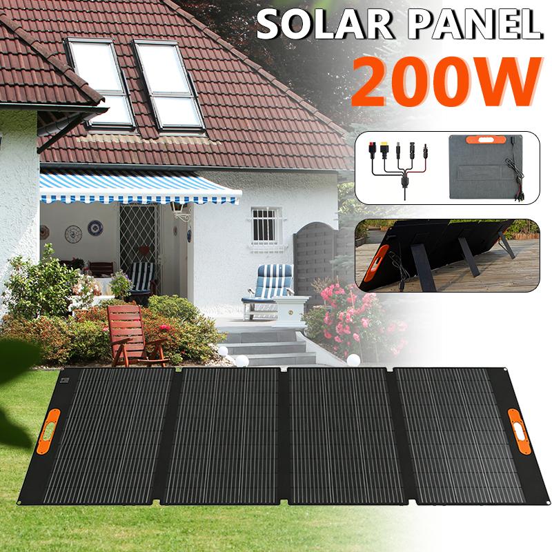 Foldable 200W Flexible Solar Panel Solar Charger Monocrystalline Solar Cell Waterproof for 600W Power Station Camping Solar RV