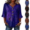 Women's Casual Loose Fit Halloween Print Lace Sleeve Blouse for Holiday Parties