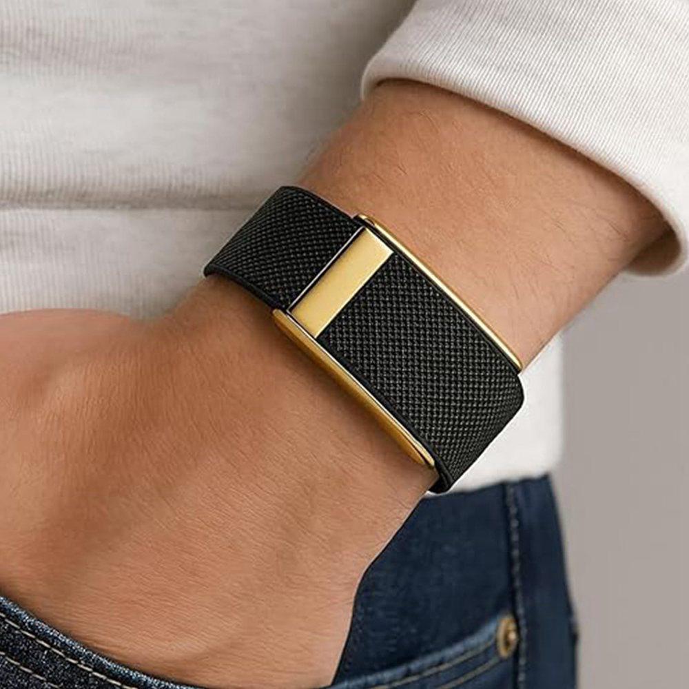 Suitable for WHOOP 1.1/Whoop MG Wristband Strap Nylon Woven Elastic Sports Breathable Replacement Strap Gold Metal Frame