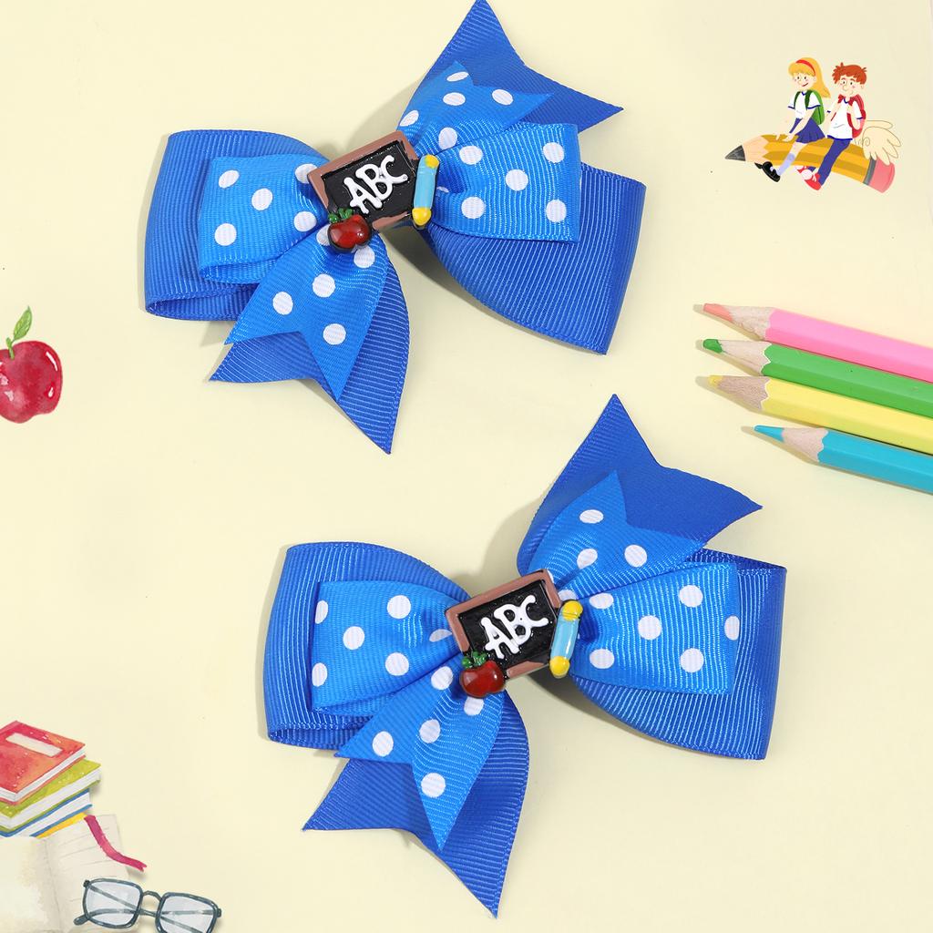 Back To School Hair Clips Pencil Apple Letter Hairpin for Girls Cute Bows Barrettes Handmade Hairgrips Children Hair Accessories