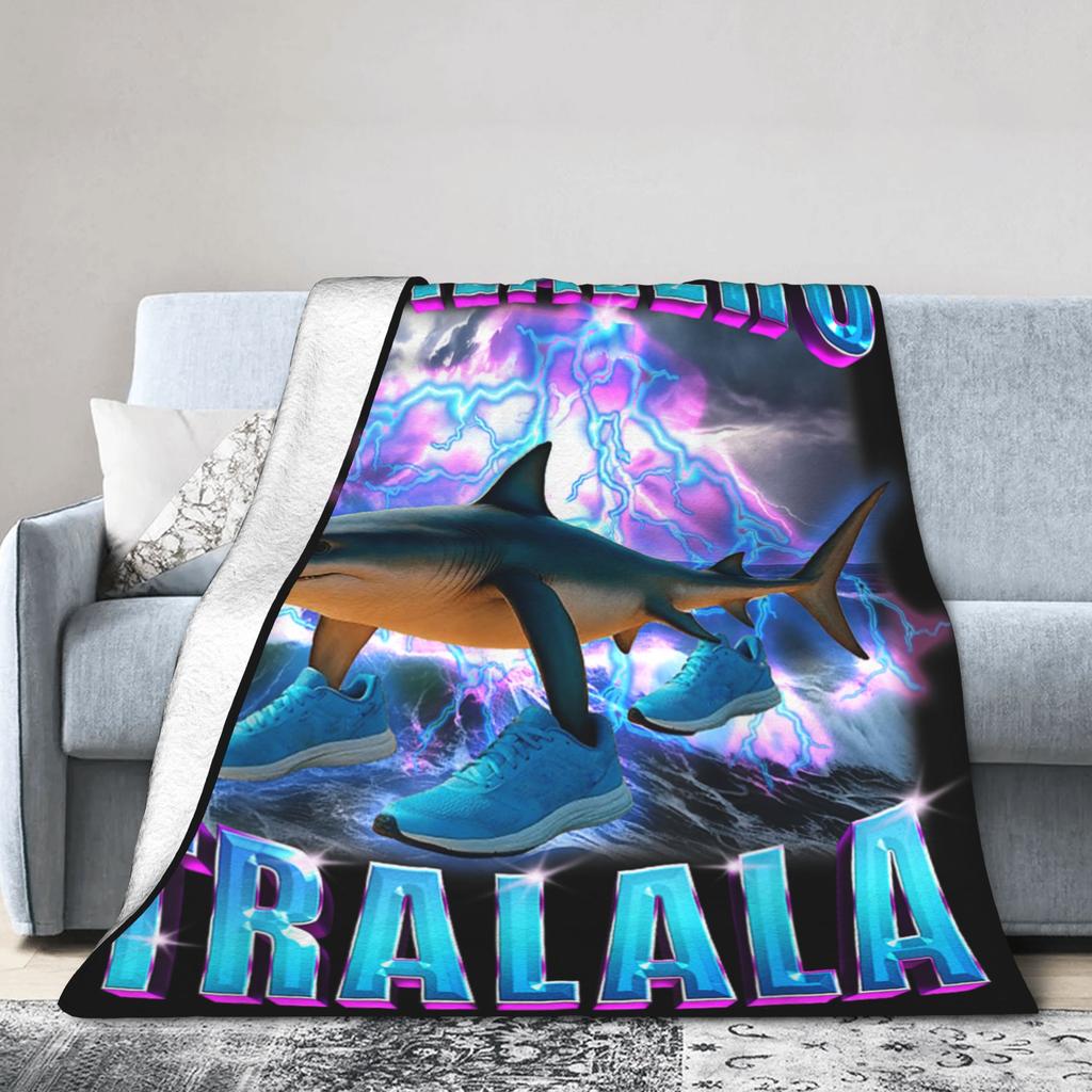 Tralalero Tralala Bootleg Vtipný Brainrot Italský Žraločí Meme Tdeka Teplé Měkké Ložní Přehozy Zimní Pohovka Křeslo Přehoz