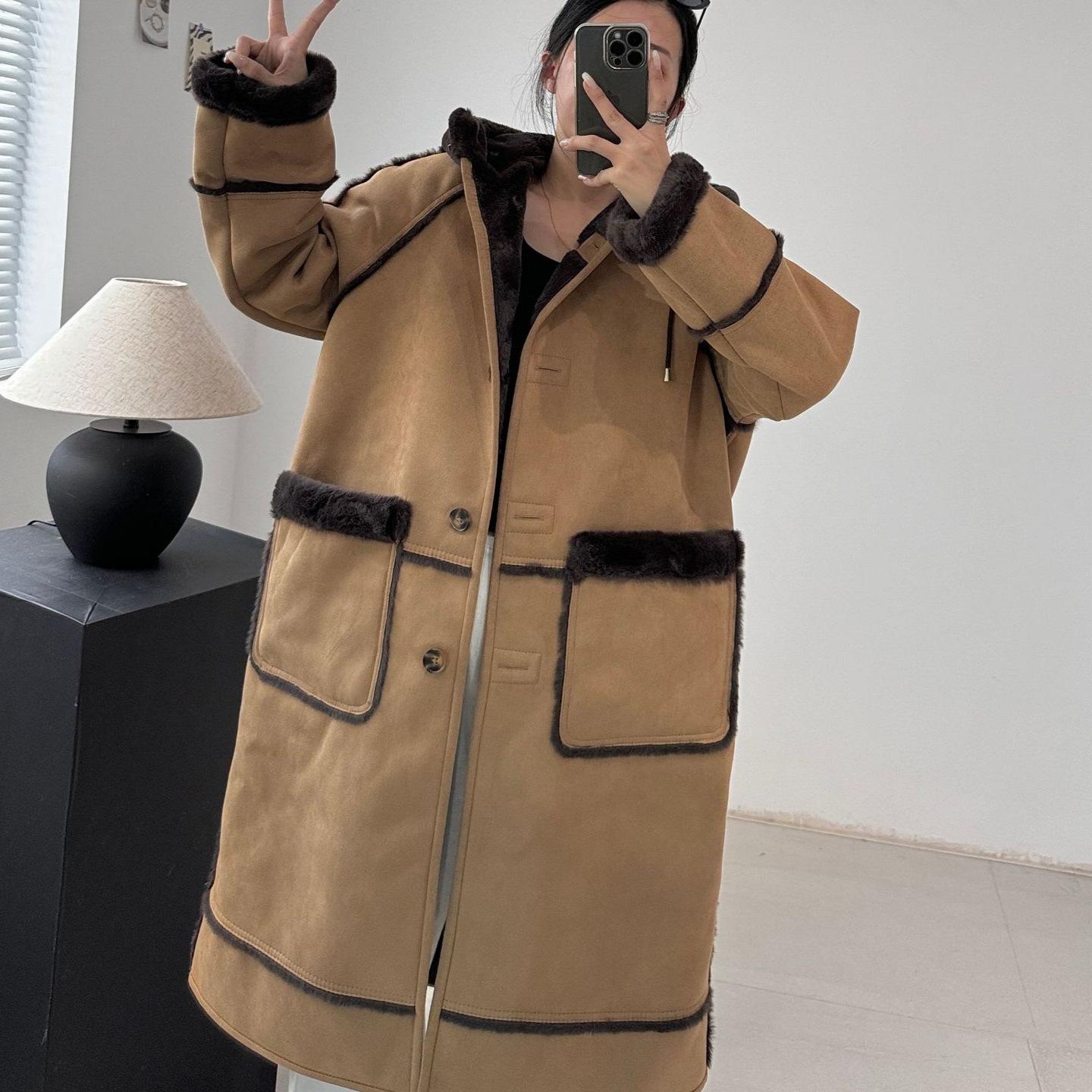 Повседневное меховое цельное пальто из шерпы для женщин Экологичный мех осень-зима — фото 2