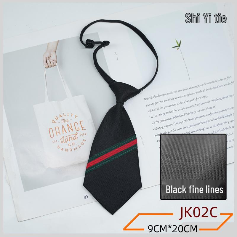 JK Women's No-Knot Black Stripe Academic Style Tie – Korean & Japanese School Uniform Accessory