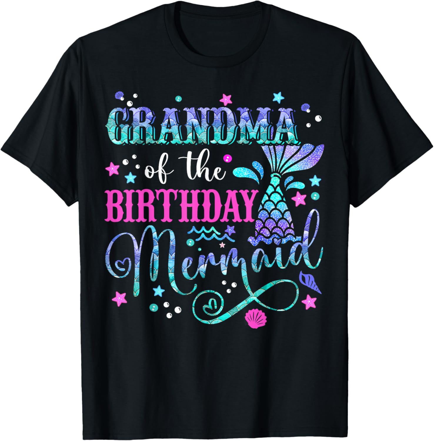 Grandma of The Birthday Mermaid Girl Bday Party Squad Family T-Shirt S разноцветный