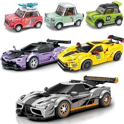 City Technical Car Speed Sports Car Building Blocks Racing Road Moc Brick Vehicle Educational Construction Toys