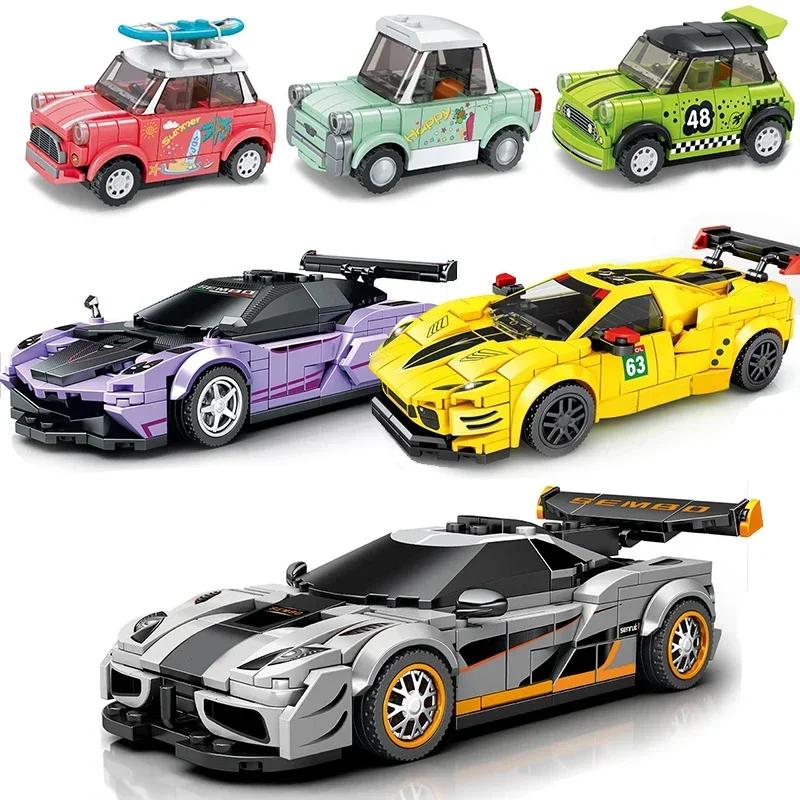 City Technical Car Speed Sports Car Building Blocks Racing Road Moc Brick Vehicle Educational Construction Toys