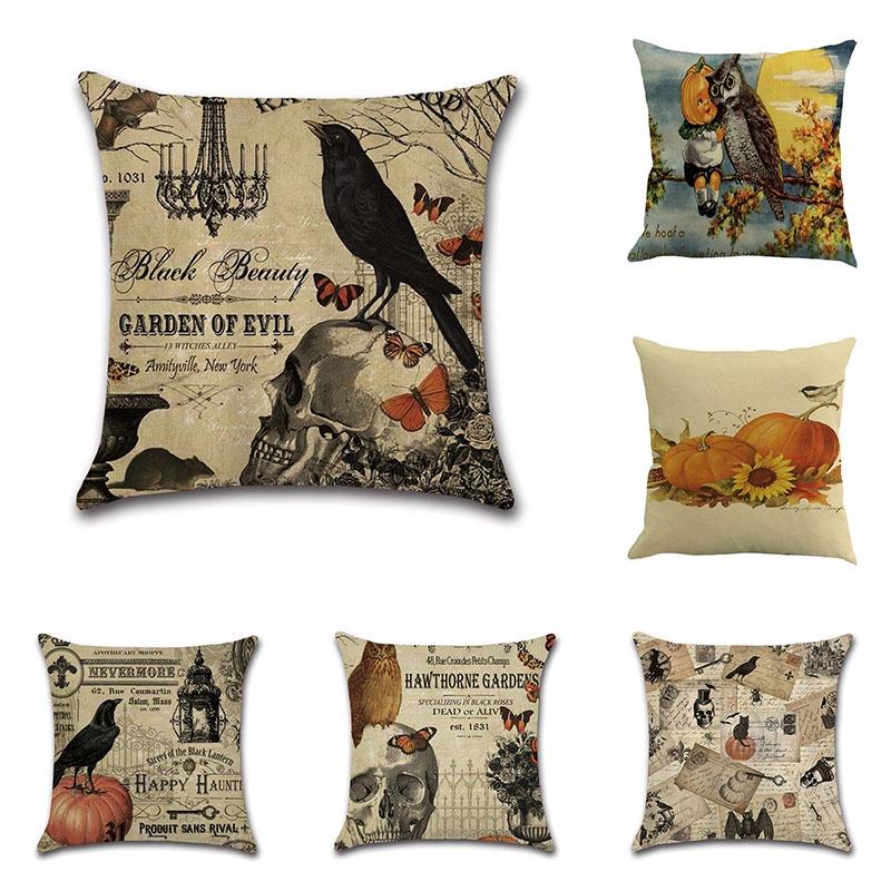 Happy Halloween Pillow Cases Linen Sofa Bedroom Office Cushion Cover Decor Home