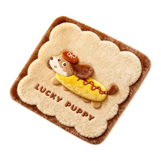 Cute Puppy Pattern Pad Plush Animal Chair Pad, Square Cozy Seat Cushion, Cat Pattern, 15.8 Comfortable Office Cushion x Inch with Non-Slip Backing for