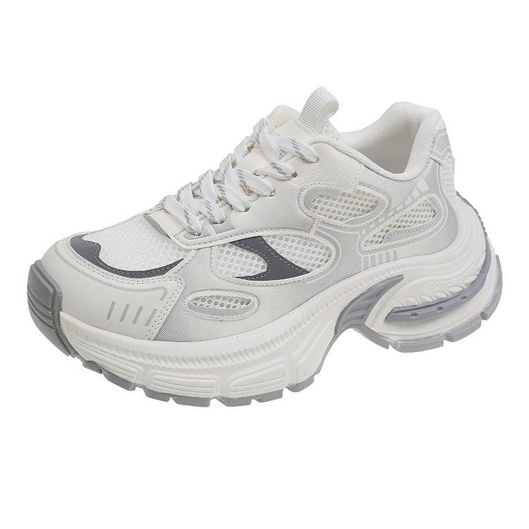 Thick-soled heightening dad shoes 2025 new versatile mesh light and comfortable lace-up retro sports and leisure shoes trend