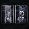 Holiday Window Display 2Pcs Halloween Horror Clings, 80x120cm Spooky Ghost Skeleton Haunted House Decorations Decal Stickers for Glass, Party Sign in