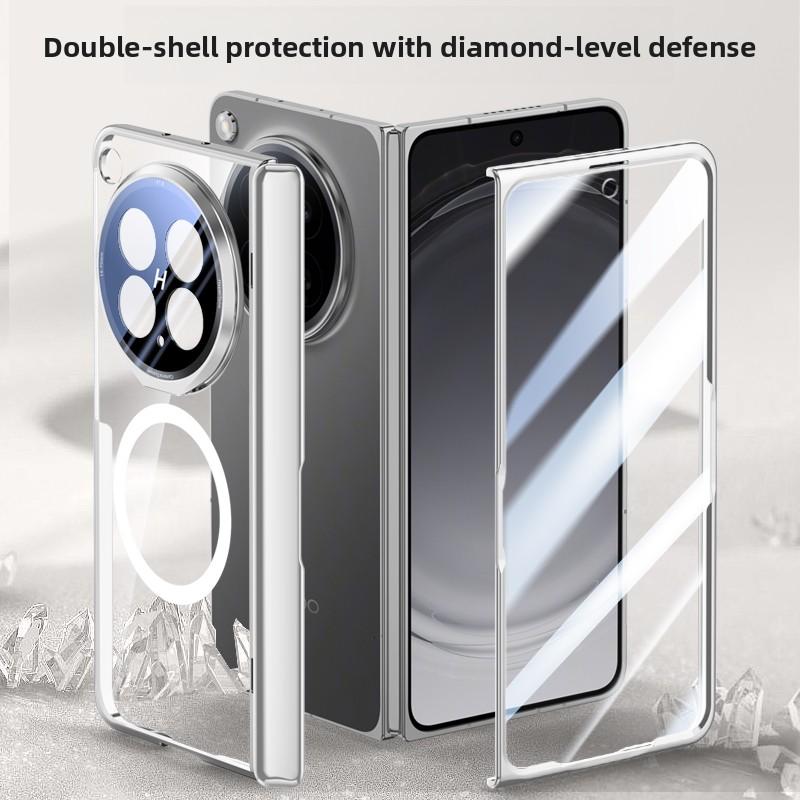 For OPPO Find N6 Case Luxury Plating Magsafe Stand Magnetic Protective Back Cover Case For Find N6 N5 Spring Hinged Holder Shell