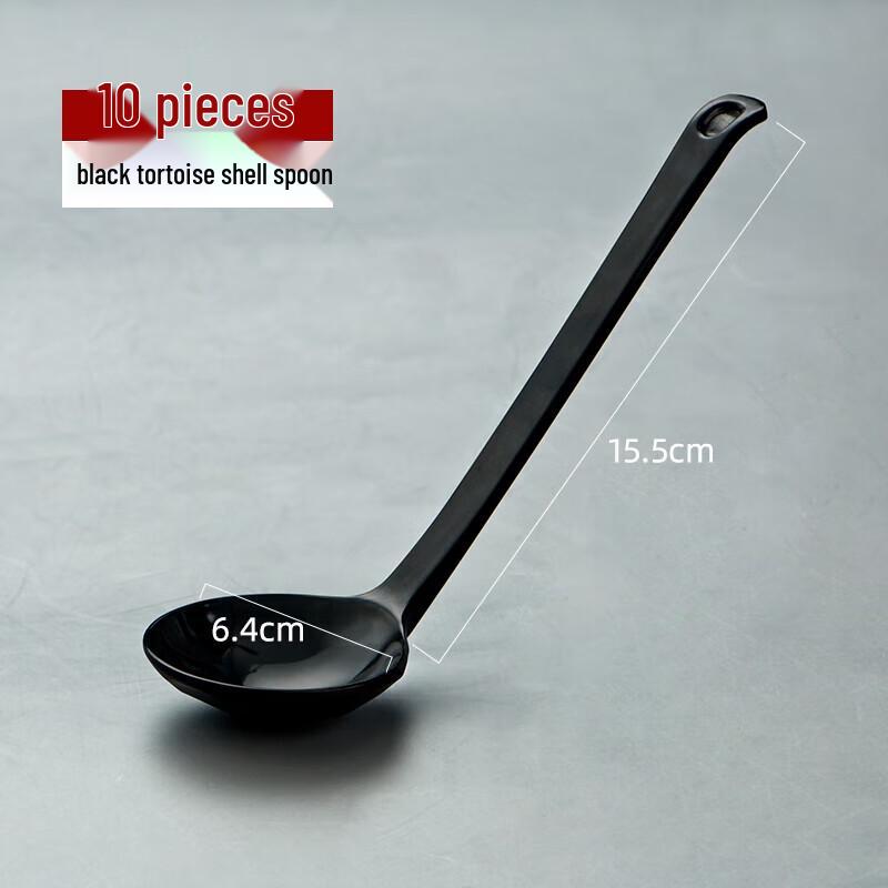 Black Melamine Long-Handle Soup Spoons