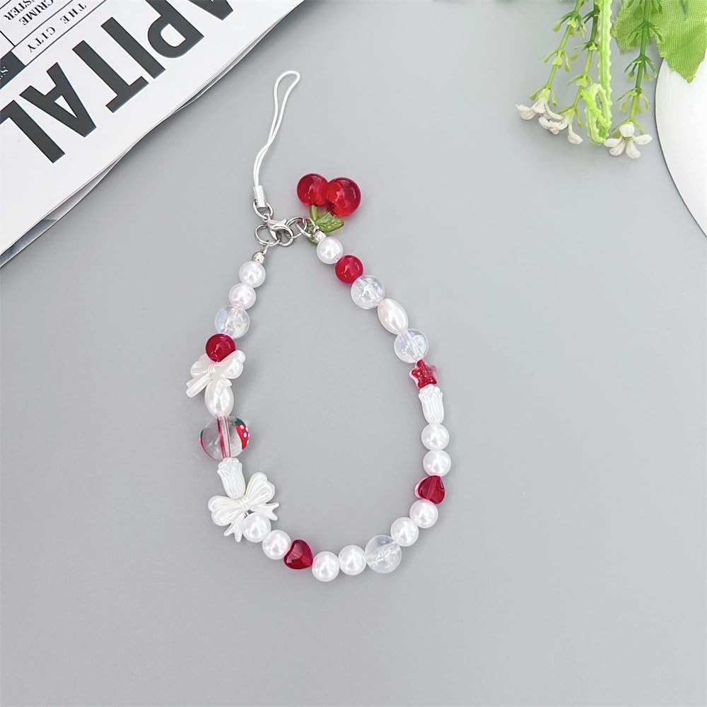 Beaded Camera Wrist Strap Cute Pearl Digital Camera Charm Lanyard, Phone Wristlet Charms, Beaded Camera Chain for Phone, Bag, Keychain Accessories