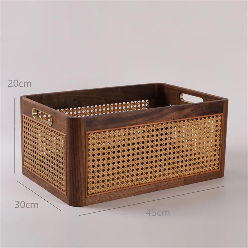 

Органайзер Роскошный кухонный стол из цельного дерева Ящик для хранения вещей Ретро-ротанговая корзина Книга Закуски Косметика Бытовая техника