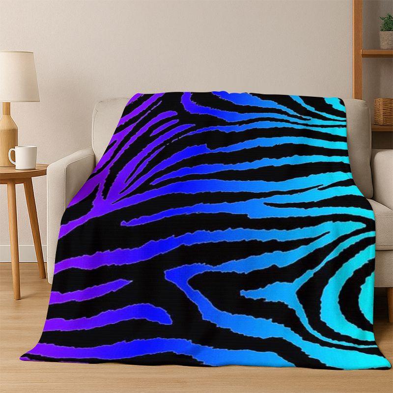 Black White Zebra Stripe Flannel Blanket Soft Warm Blanket Throw Blanket for Bedroom Living Room Bed Travel Camping Picnic Gift