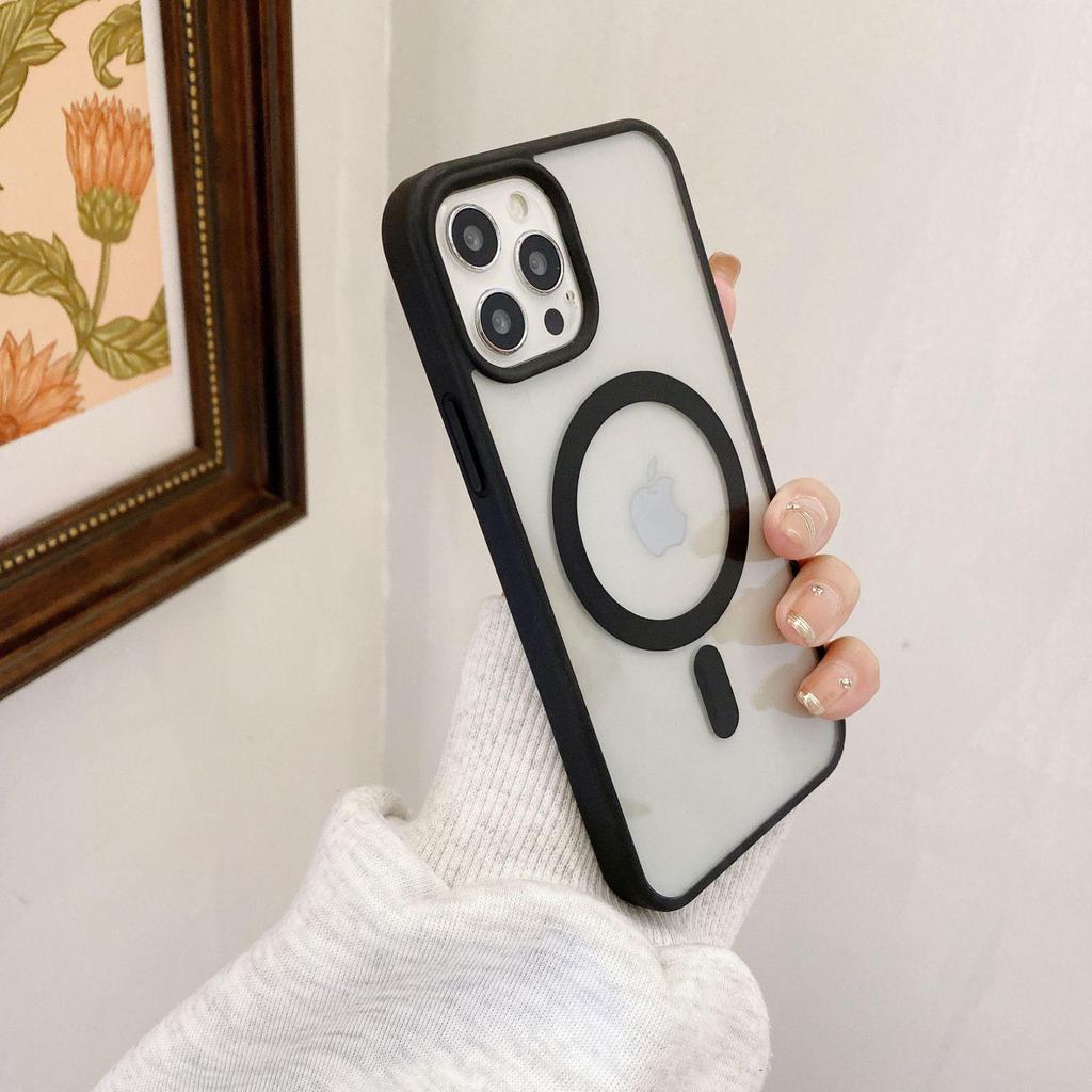 Transparent Magnetic Macaron Case for iPhone 16 Pro Max/iPhone 15, Silicone, Acrylic, Drop-proof