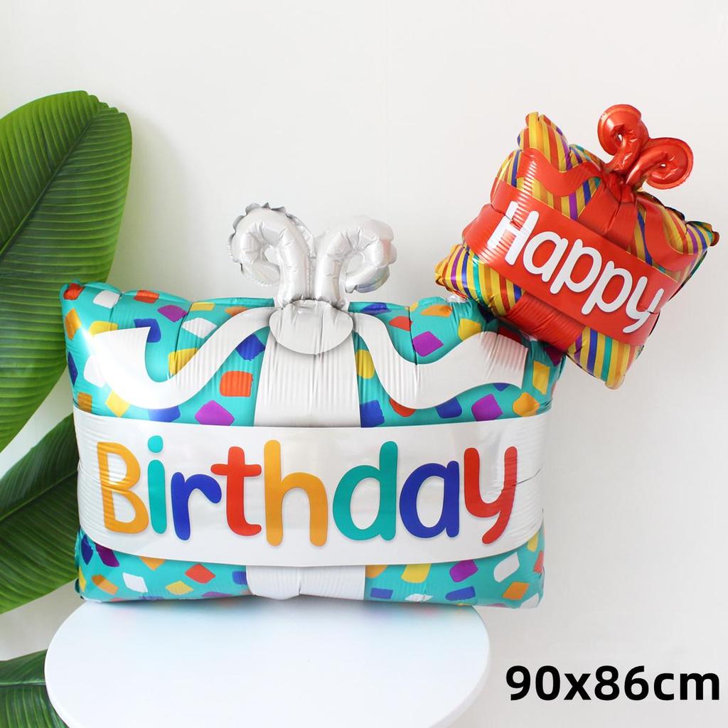 Colorful Large Birthday Cake Foil Balloon for Kids' Party Decoration and Photo Props