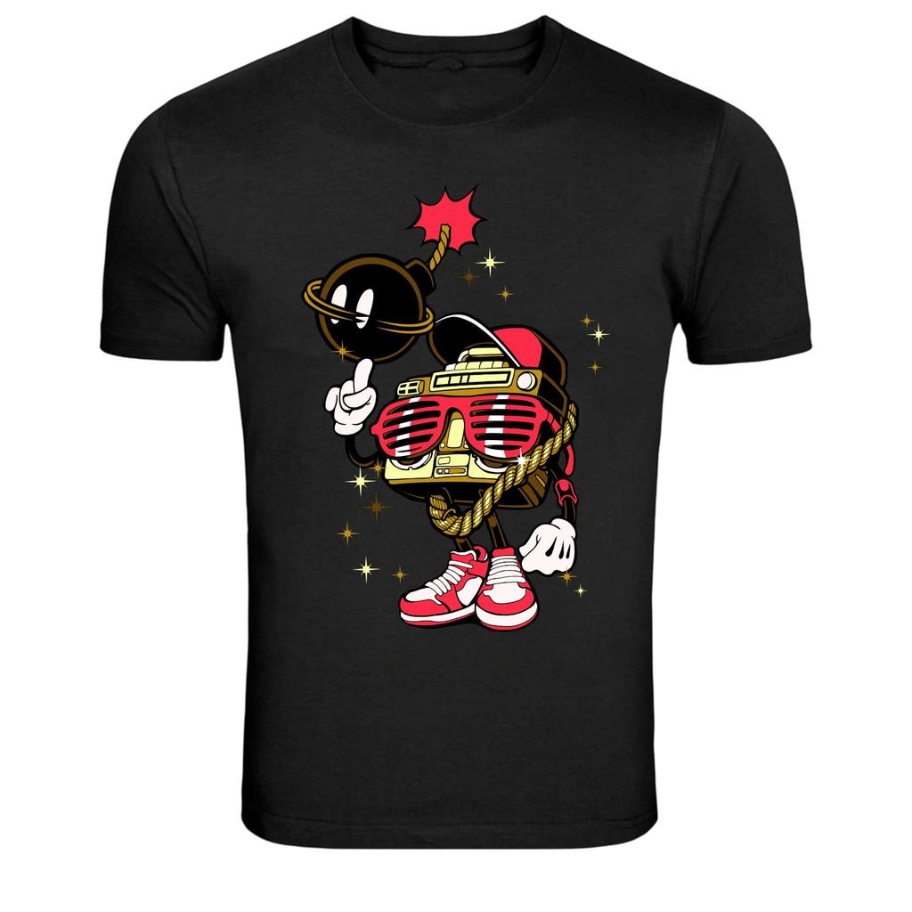 Hip Hop Bomb Character Graphic T-Shirt Street Style Tee