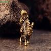 Vintage Brass Miniature Sculpture - Chinese Mythical God Riding Goat Figurine for Desk Decor