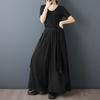 Taglie comode Vintage nero Vita alta Casual larghi lunghi Estivi gamba larga Pantaloni gonna Donna Pantaloni