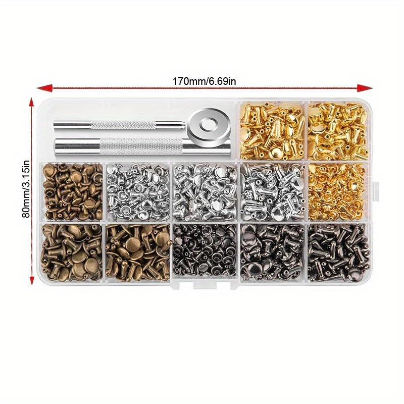 480 Sets Rivets for Leather, Leather Rivet Kit 4 Colors 3 Sizes Leather Rivets and Snaps for Leather Crafts