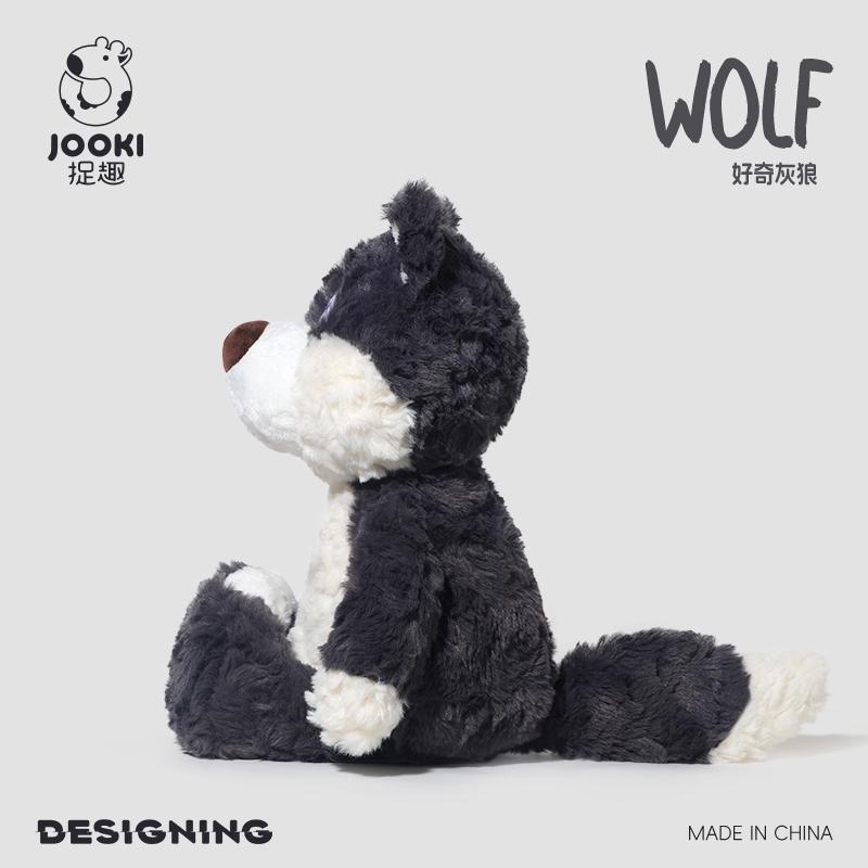 Nice Cuddly Cartoon Plush Toys Gray Wolf High Quality Fluffy Sitting Pose Doll Warm Cozy Children Companion Xmas Gift Home Decor