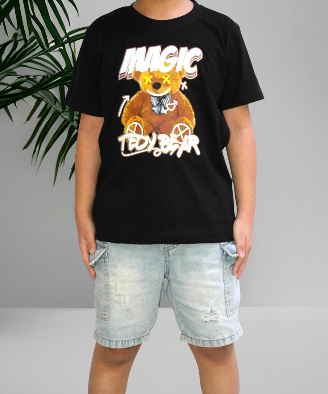 

Children Short Sleeve MAGIC TEDY BEAR Printing Casual T-Shirt UNISEX BR057 130
