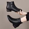 Cuir Talons Moyens Chaussures d'Hiver Mère Classiques Bottines Chelsea Bout Carré Fermeture Éclair Concises Rencontres Bottines