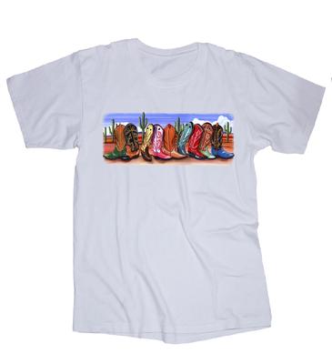 Cowboy Stiefel weißes T-Shirt Western Ranch Colorado Wyoming Montana Utah Arizona