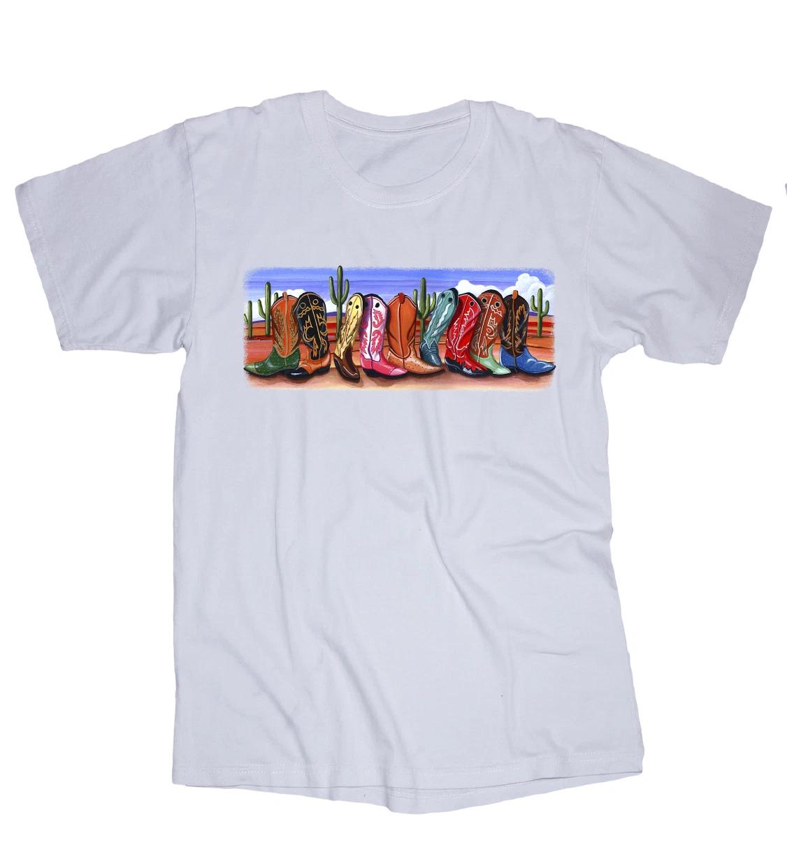 Cowboy Boots white T-shirt Western Ranch Colorado Wyoming Montana Utah Arizona XL