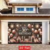 2D Luxury 30th Birthday Backdrop, Rose Gold Balloons & Champagne Decor Banner