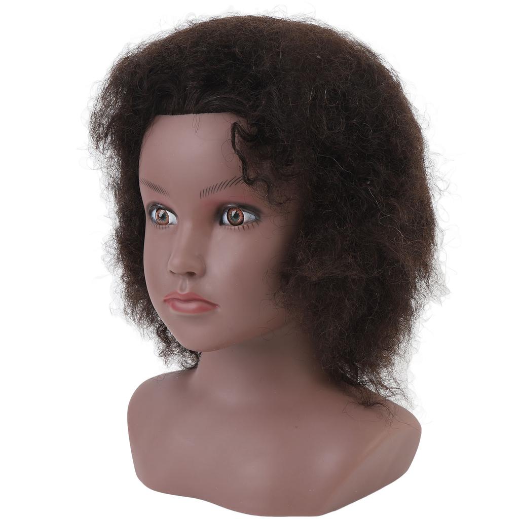 Afro Mannequin Head Realistic Human Hair Black Skin Resin PVC African Manikin Curly Mannequin Head