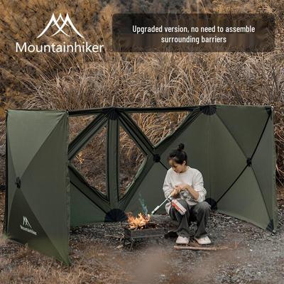 Mountain Guest Portable Folding Windbreak: Upgraded Outdoor No-Assembly Screen, Windproof Sunshade Barrier for Camping.