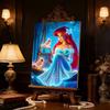 Forest Glow Pearl-Inlaid Little Mermaid Frameless Art | Woodland Swing Bg, Handmade 2D Pearl Craft, Ideal for Healing, Fairy, Boho Home Decor