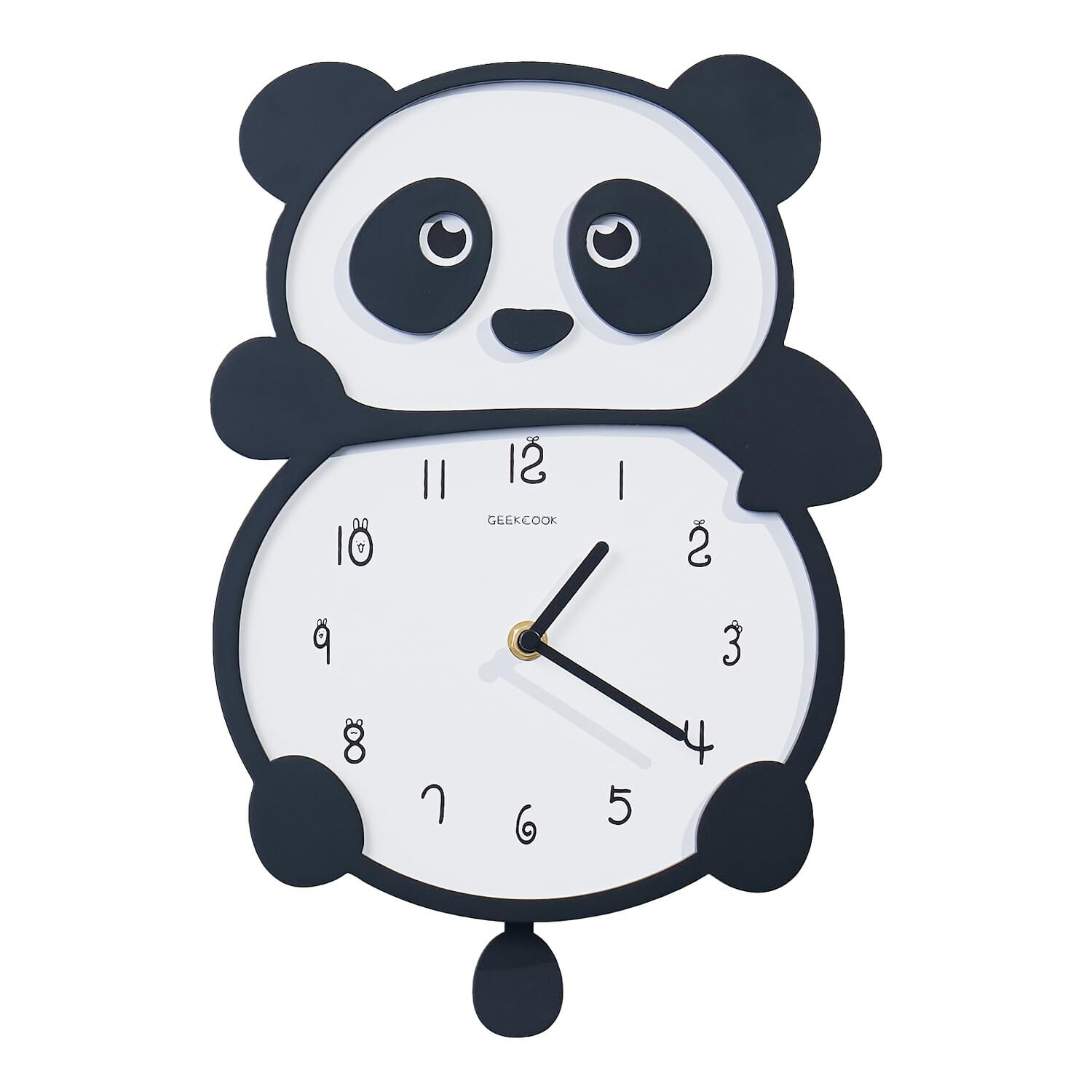 Настенные часыgolwis с пандой, Милые настенные часы с маятником, Стильный дизайн с животными, Скандинавский стиль, Бесшумные аналоговые часы, Легкие, Идеальный рождественский подарок,