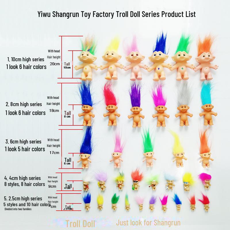 Retro Troll Doll: 8 Unique Styles - Furry & Injection Molded Indian Design