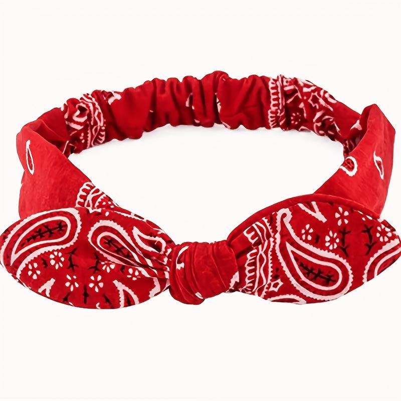 

Paisley Printed Bohemian Bow Hair Tie, Polyester, Daily Headband, with Elastic, for Women, Girls, Daily Exercise червоний