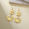 Cazador Lotus Flower Om Symbol Drop Earrings for Women Stainless Steel 7 Chakra Yoga Meditation Jewelry Earrings Amulet Gift