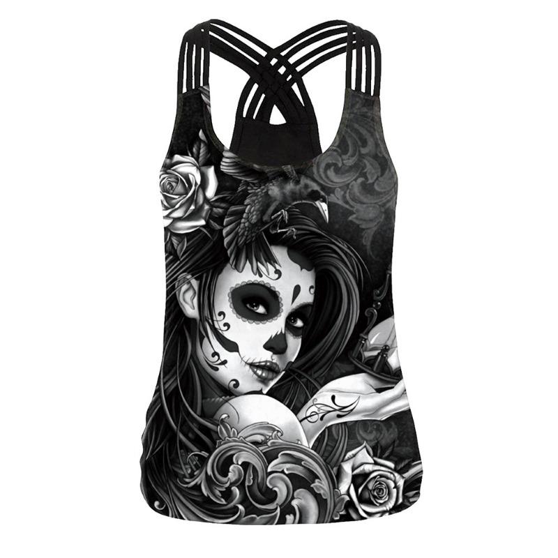 

Хэллоуин Красная Роза Призрак Невесты Цифровая Печать Женский Спортивный Облегающий Дышащий Жилет Топ без Рукавов XL